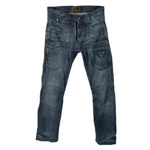 Sicko Nineteen Mens Jeans Size 33 Japanese Multi Pockets Skinny Distressed